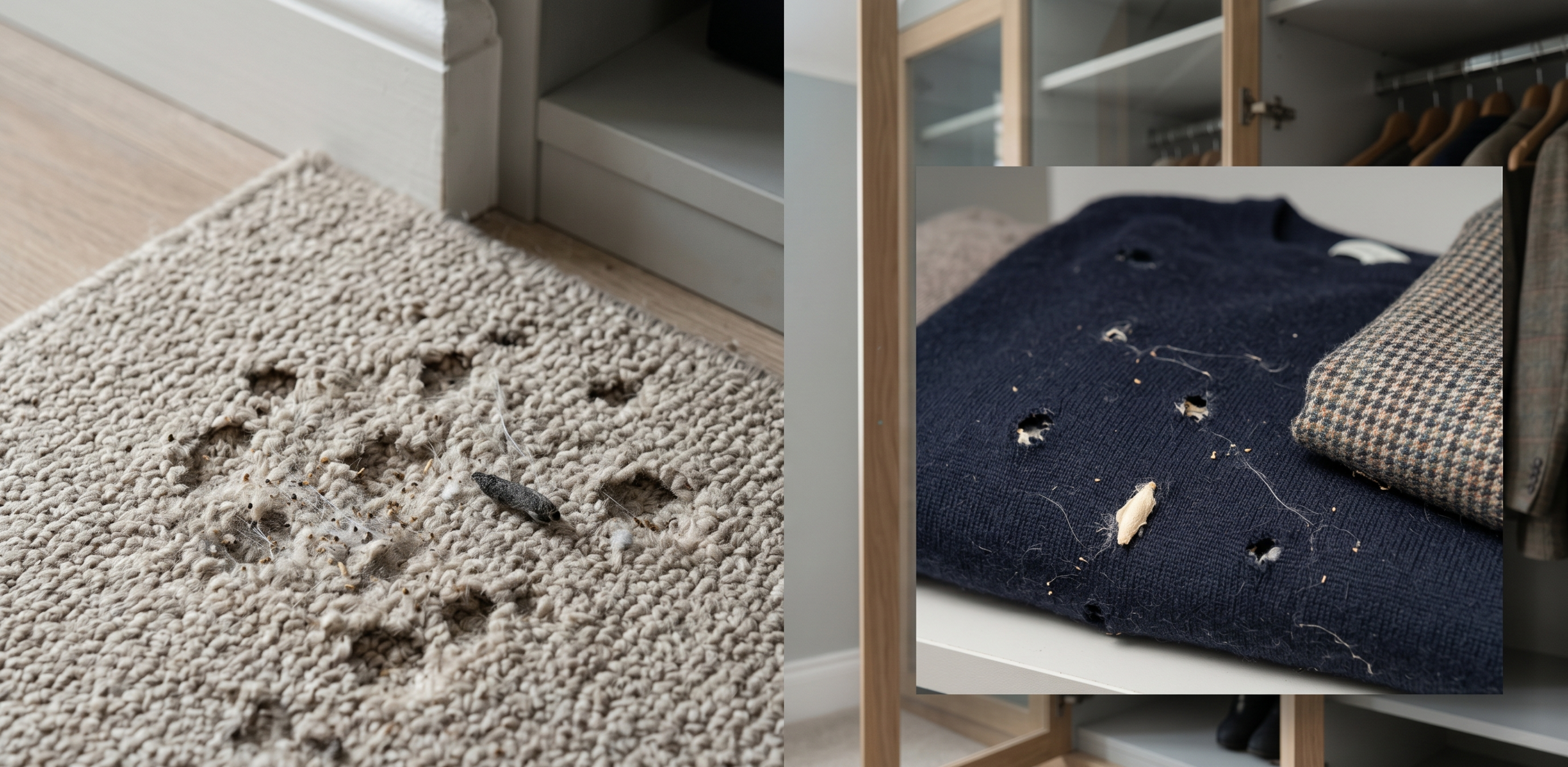 comparison of carpet moth damage and clothes moth damage
